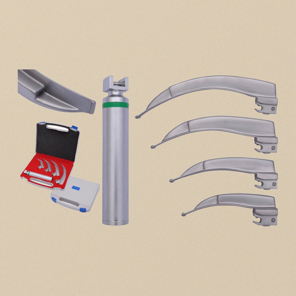 Macintosh Fibre-Optic Laryngoscope Set — 4 Curved Blades (4.5mm Bundle) | Surgical Instrument | Toolsmith Ltd UK