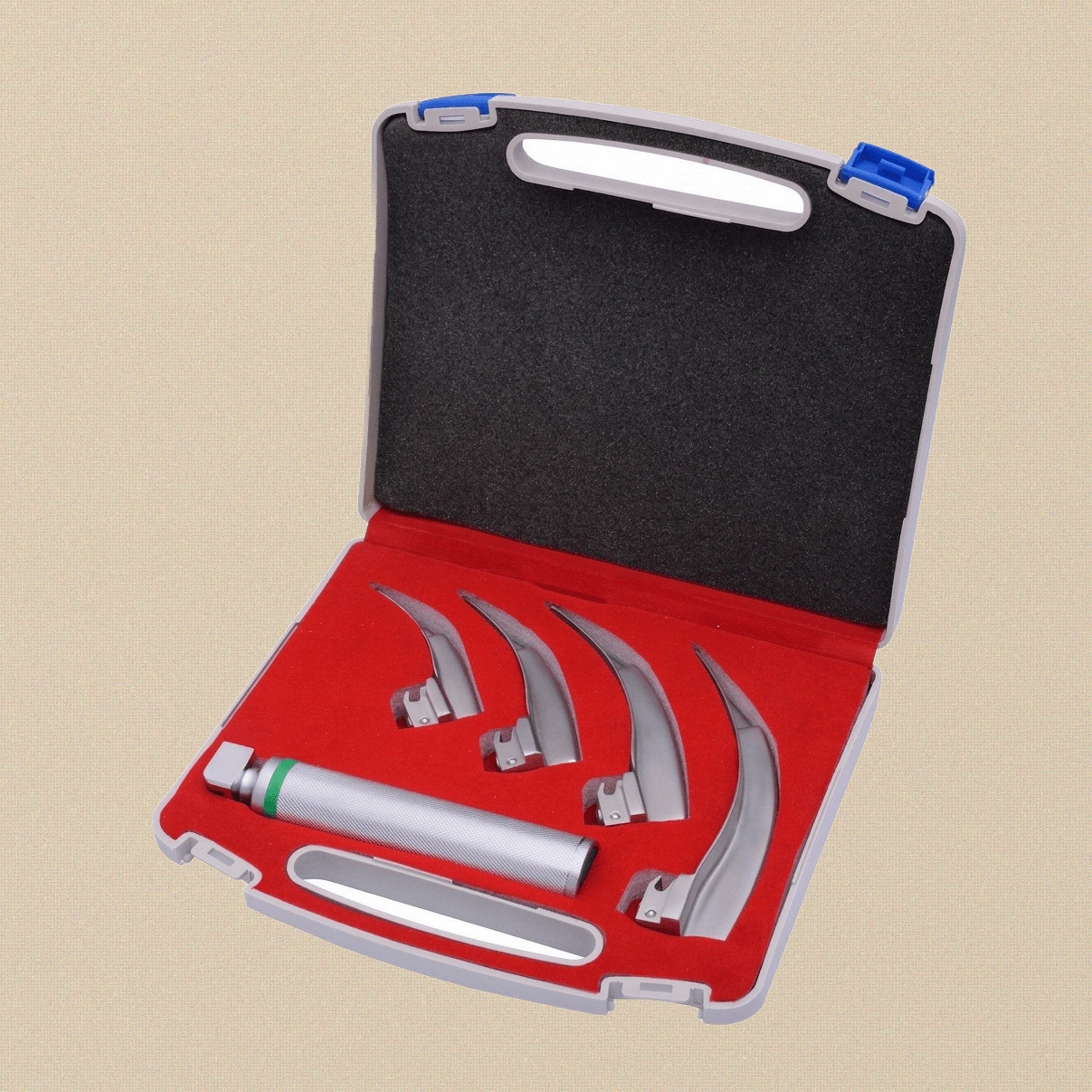 Macintosh Fibre-Optic Laryngoscope Set — 4 Curved Blades (4.5mm Bundle) | Surgical Instrument | Toolsmith Ltd UK