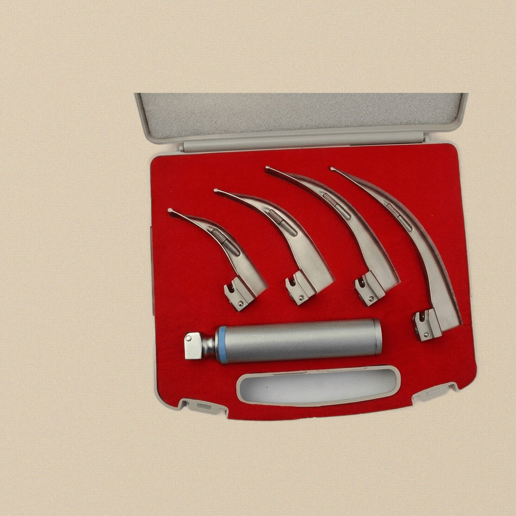 Macintosh Conventional Laryngoscope Set — 4 Curved Blades | Surgical Instrument | Toolsmith Ltd UK