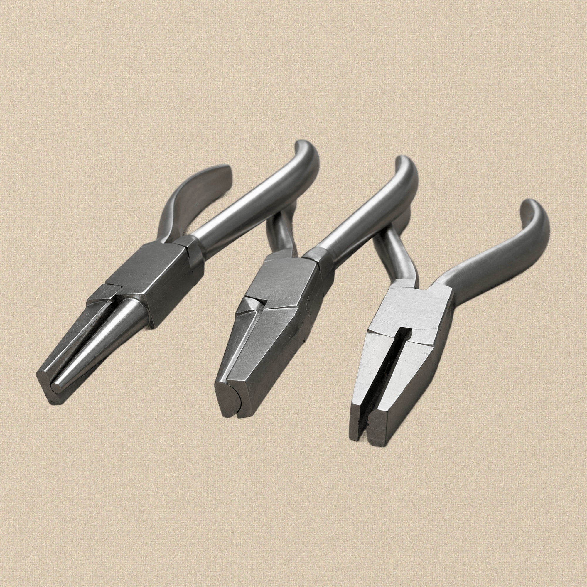 3-Piece Orthodontic Pliers Set, 14 cm, with Round, Half-Round & Concave Jaws