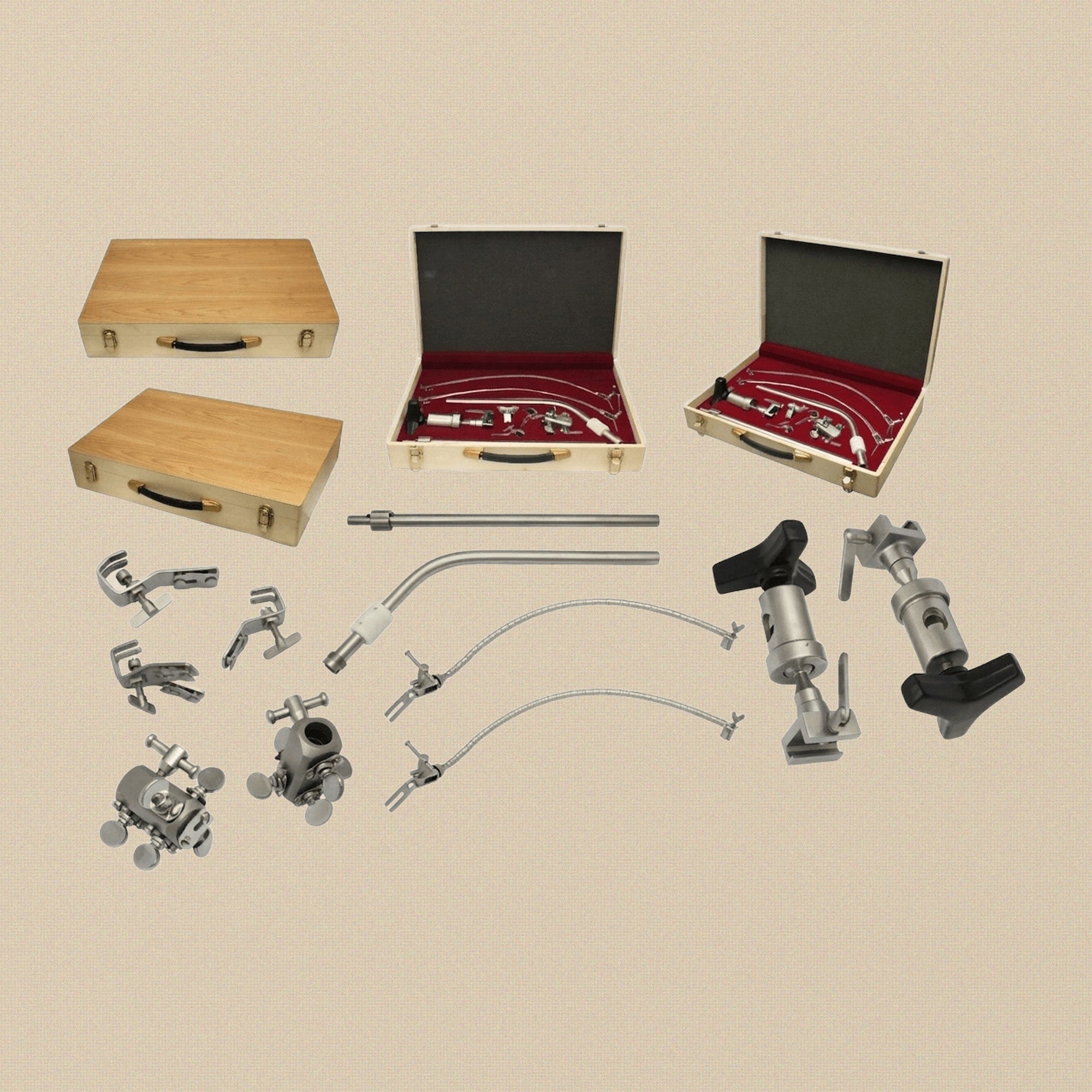 Complete Leyla brain retractor system assembled on a white background.