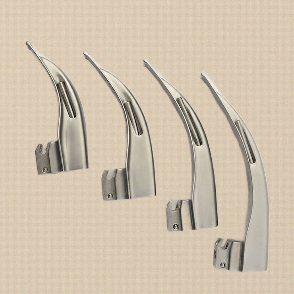 Macintosh Fibre-Optic Laryngoscope Set — 4 Curved Blades | Surgical Instrument | Toolsmith Ltd UK