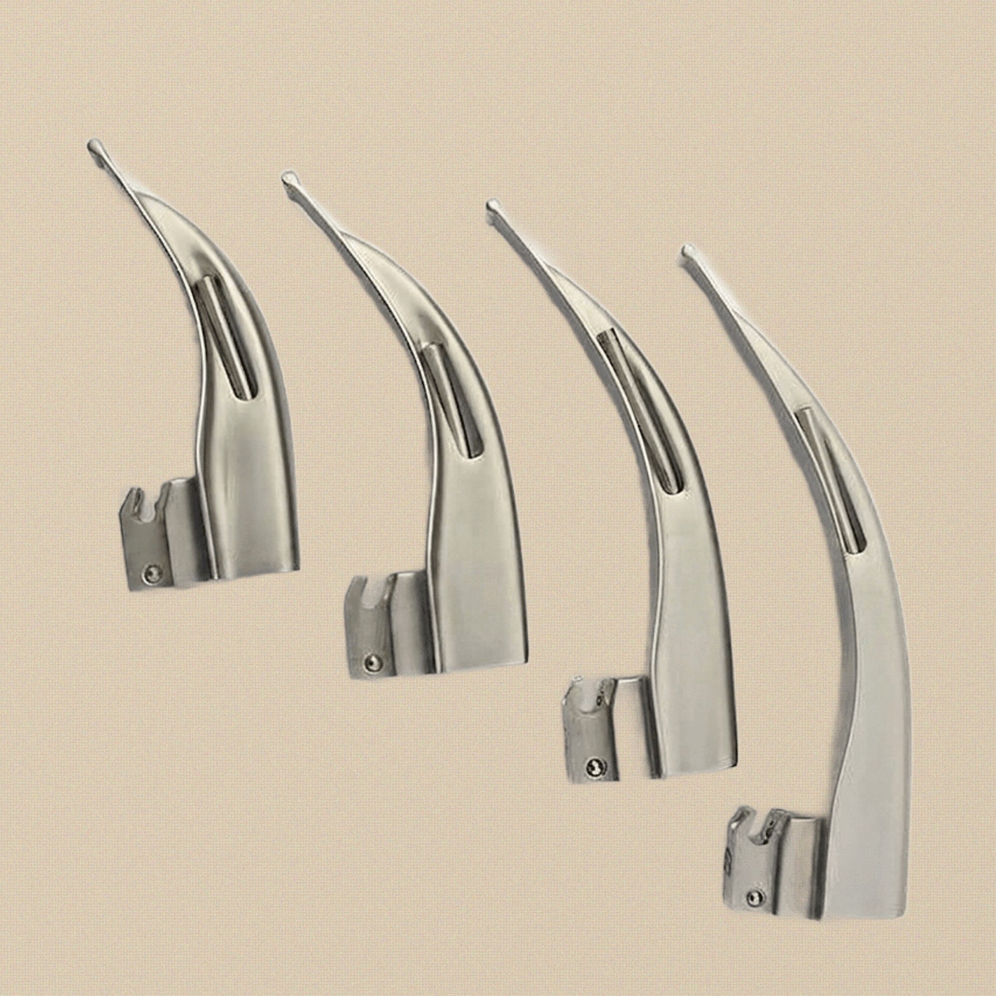 Macintosh Fibre-Optic Laryngoscope Set — 4 Curved Blades | Surgical Instrument | Toolsmith Ltd UK