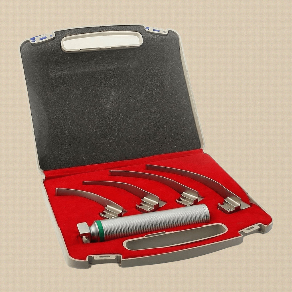 Macintosh Fibre-Optic Laryngoscope Set — 4 Curved Blades | Surgical Instrument | Toolsmith Ltd UK