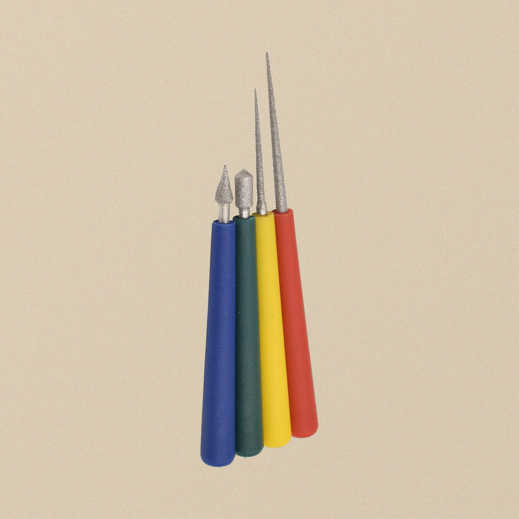 Bead Reamer Set, 4 Diamond-Coated Reamers with Nylon Handles, for Enlarging Holes, Removing Burrs and Smoothing Edges | Jewellery Making Tools | Toolsmith Ltd UK