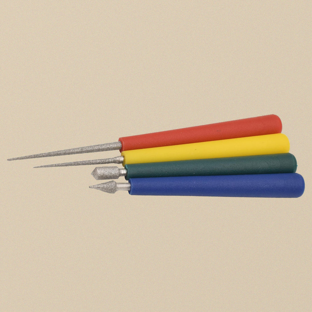 Bead Reamer Set, 4 Diamond-Coated Reamers with Nylon Handles, for Enlarging Holes, Removing Burrs and Smoothing Edges | Jewellery Making Tools | Toolsmith Ltd UK