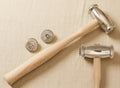 Dual Sided Texturing Hammer with Wide Circles and Dots, Metal Smithing Jewellery Tool for Repousse Work, Wooden Handle | Jewellery Making Tools | Toolsmith Ltd UK