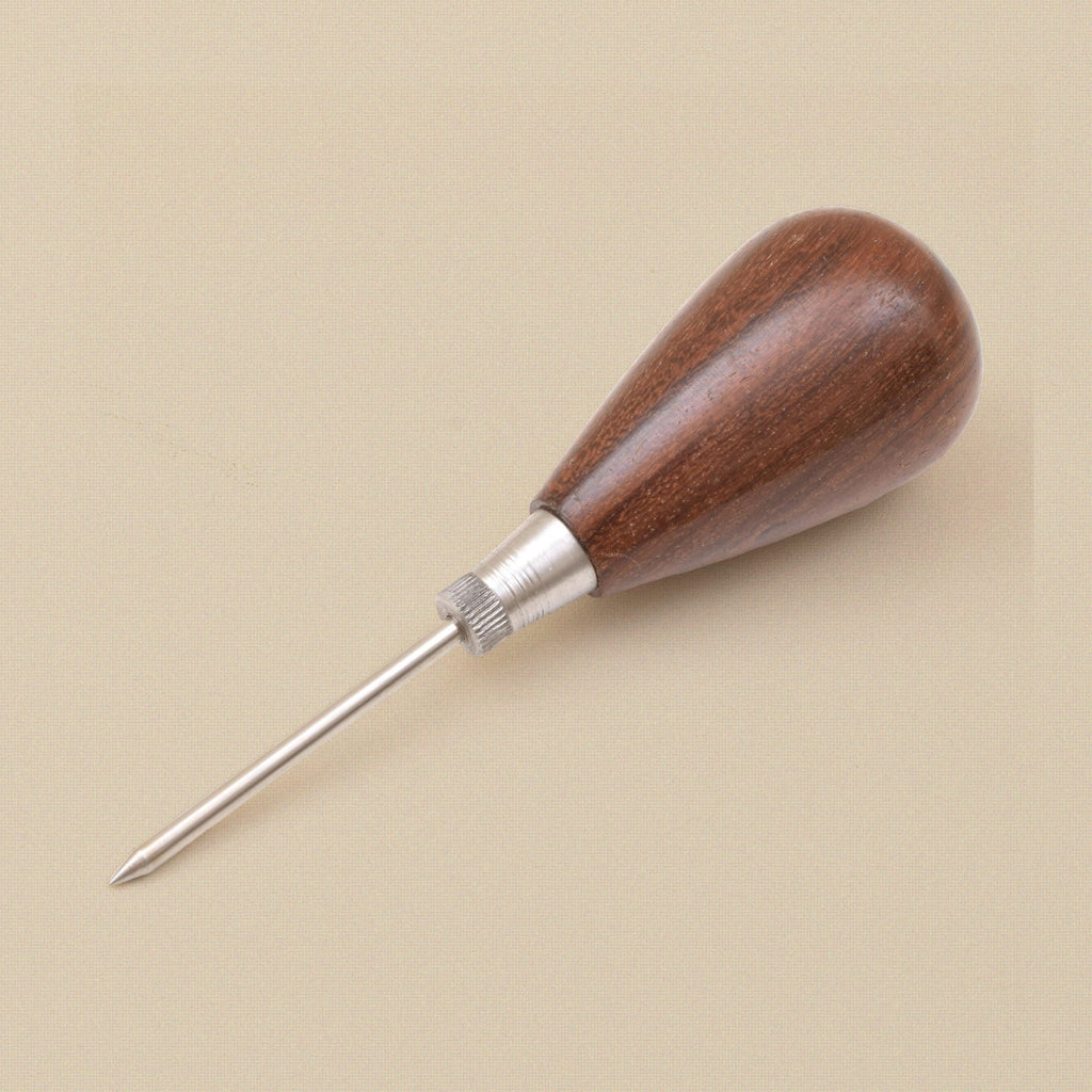 Scratch awl with hardwood handle and steel blade