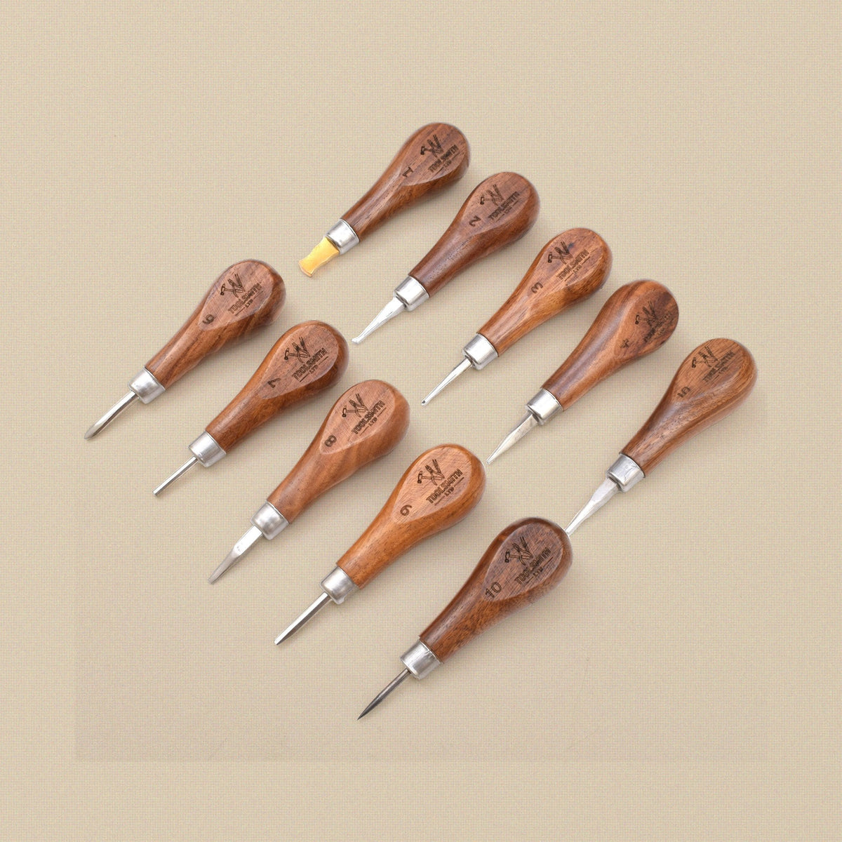 Stone Setting Tool Set, 10 Pieces with Wooden Handles in Zip Case, Pushers, Burnishers and Setting Points for Bezel and Prong Work | Jewellery Making Tools | Toolsmith Ltd UK