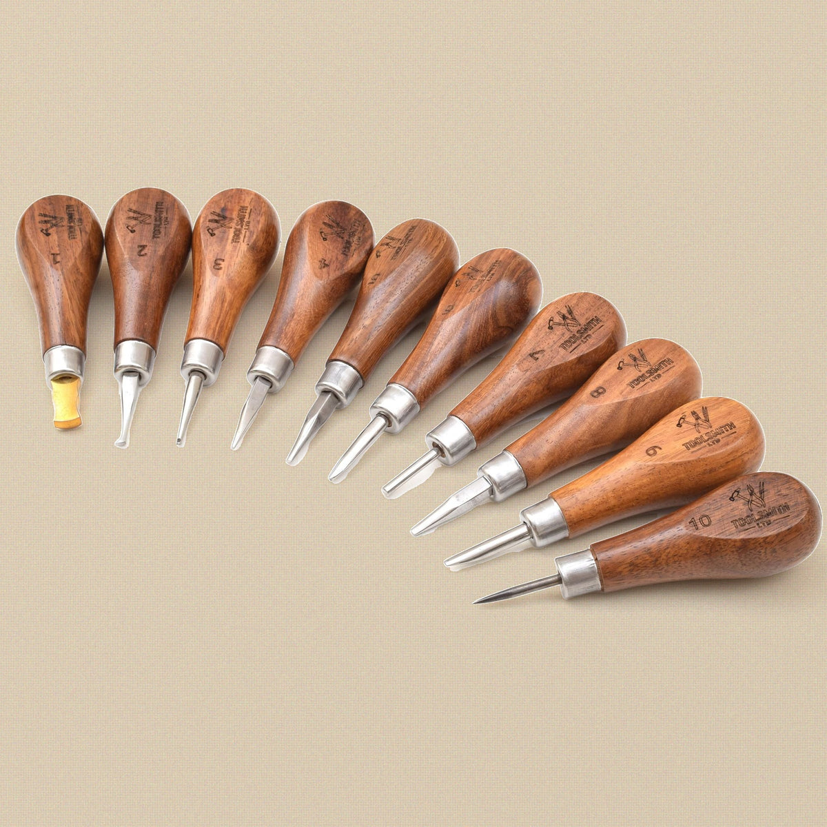 Stone Setting Tool Set, 10 Pieces with Wooden Handles in Zip Case, Pushers, Burnishers and Setting Points for Bezel and Prong Work | Jewellery Making Tools | Toolsmith Ltd UK