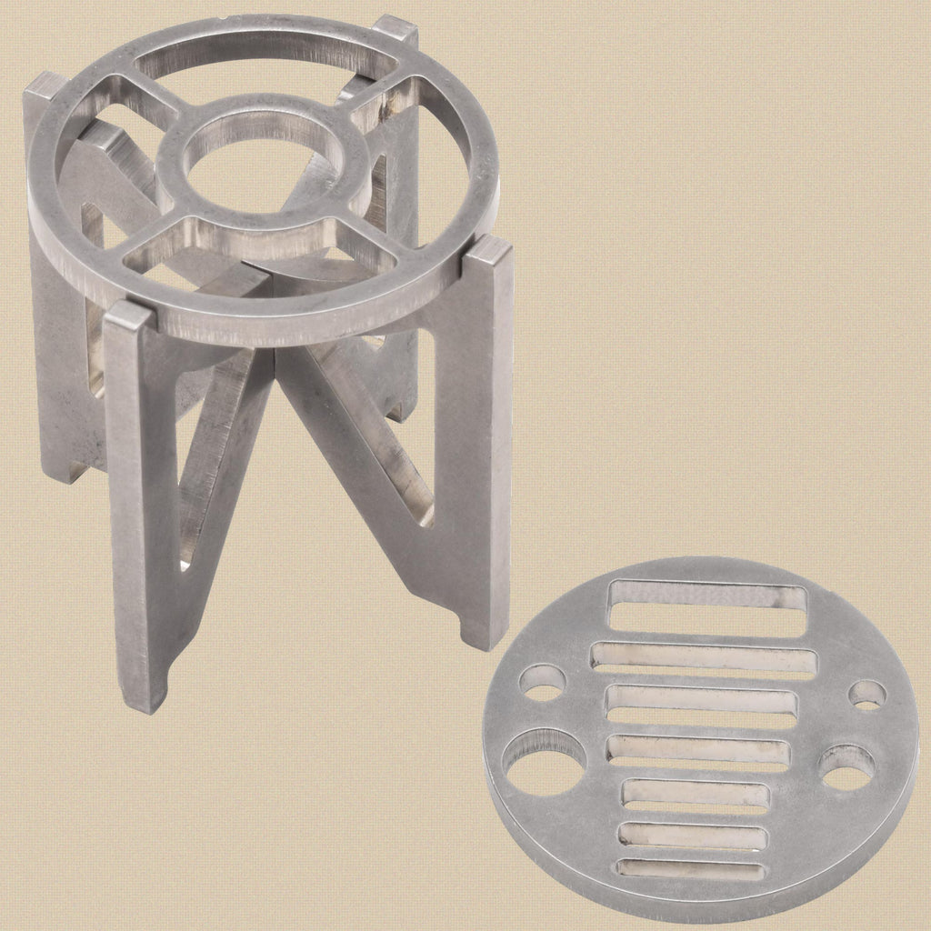 Titanium soldering stand from above with the discs alongside