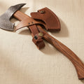 Damascus Steel Axe, 19-inch, with Walnut Wood Handle and Leather Sheath | Axe | Toolsmith Ltd UK