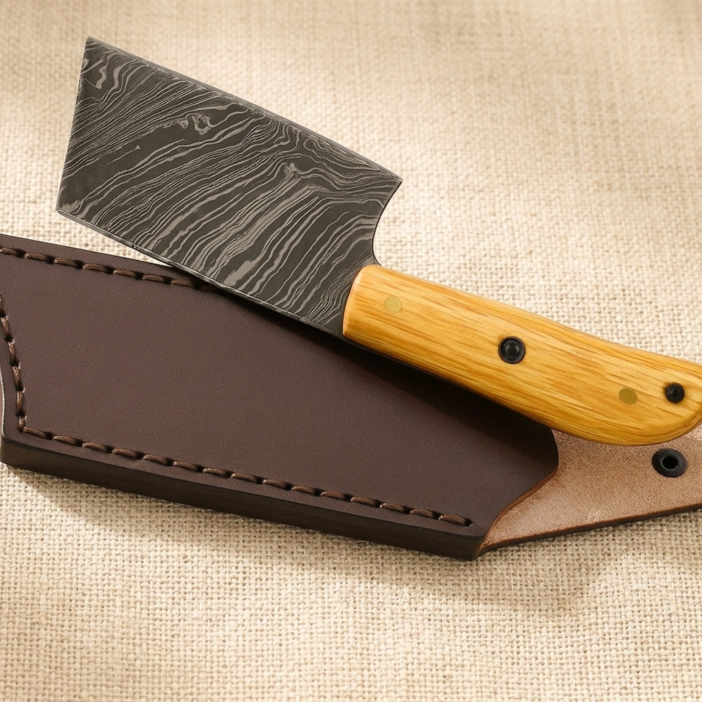 Damascus Steel Axe, 246+ Layers, with Exotic Wood Handle and Leather Sheath | Axe | Toolsmith Ltd UK