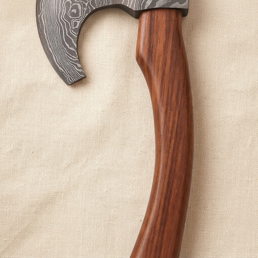 Damascus Steel Hatchet 15.5-inch with Walnut Wood Handle and Leather Sheath | Axe | Toolsmith Ltd UK
