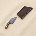 Miniature Damascus Skinner Knife, 50mm Blade, with Micarta Handle and Leather Sheath | Knife | Toolsmith Ltd UK