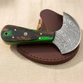 Damascus Steel Saddler's Leather Cutter, 6-inch, with Wood and Brass Handle and Leather Sheath | Leather Cutter | Toolsmith Ltd UK