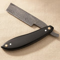 Damascus Steel Straight Razor with 70 mm Blade and Bull Horn Handle | Straight Razor | Toolsmith Ltd UK