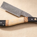 Damascus Steel Straight Razor with 70 mm Blade and Camel Bone Handle | Straight Razor | Toolsmith Ltd UK