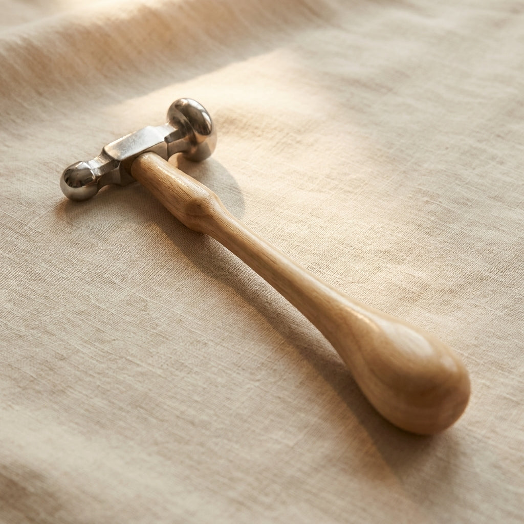 Ball Peen Dome Faced Chasing Hammer, 25mm, Metal Repousse Work Tool with Wooden Handle | Jewellery Making Tools | Toolsmith Ltd UK
