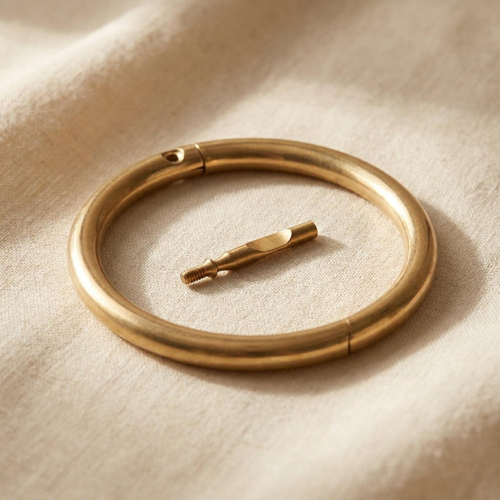 Professional 3-Inch Brass Bull Nose Ring with Free Key, Veterinary Farm Animal Cattle Equipment, Gold Metallic Finish | Veterinary Instruments | Toolsmith Ltd UK