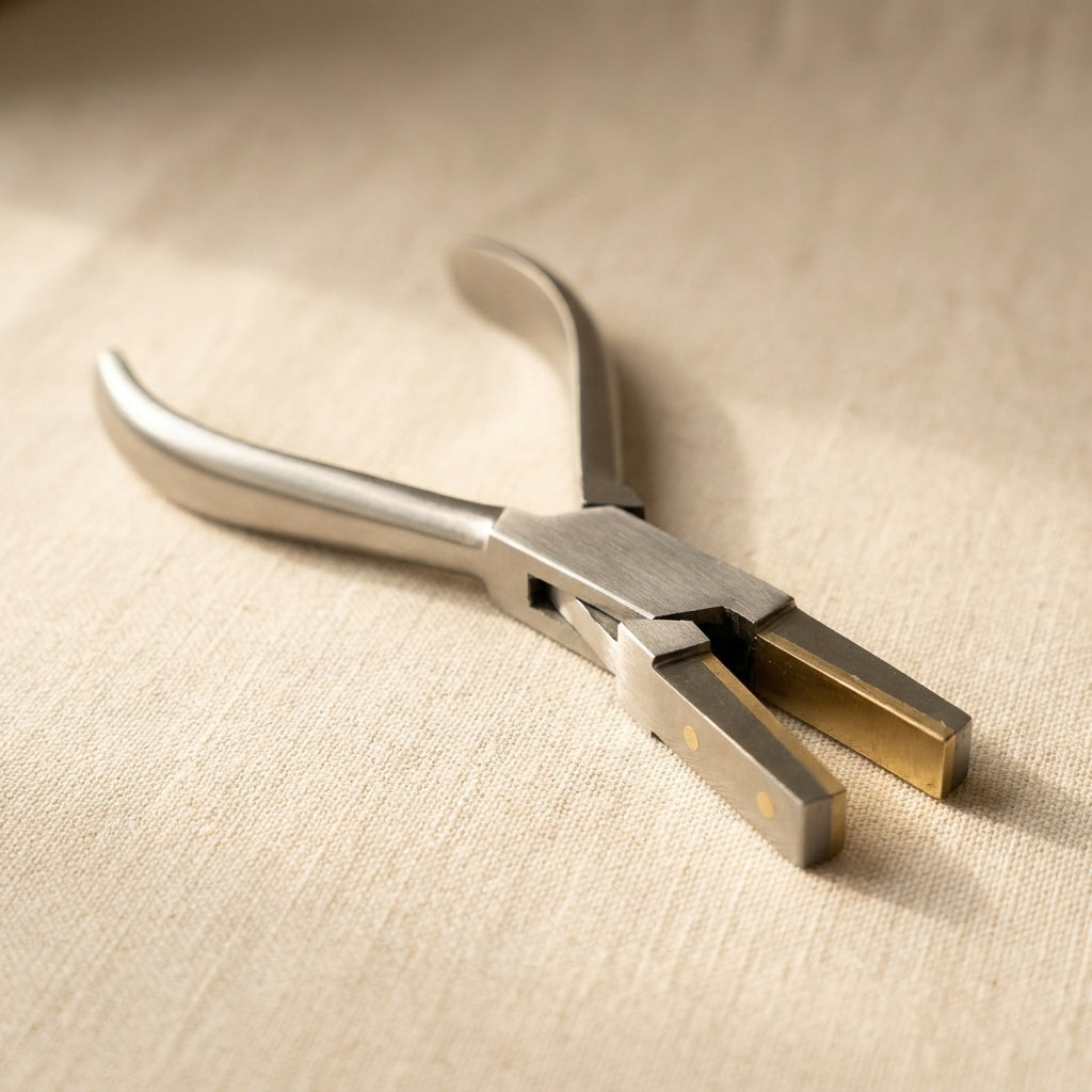Flat Nose Pliers with Brass-Lined Soft Jaws, for Forming, Holding and Bending, Premium Steel Construction | Jewellery Making Tools | Toolsmith Ltd UK