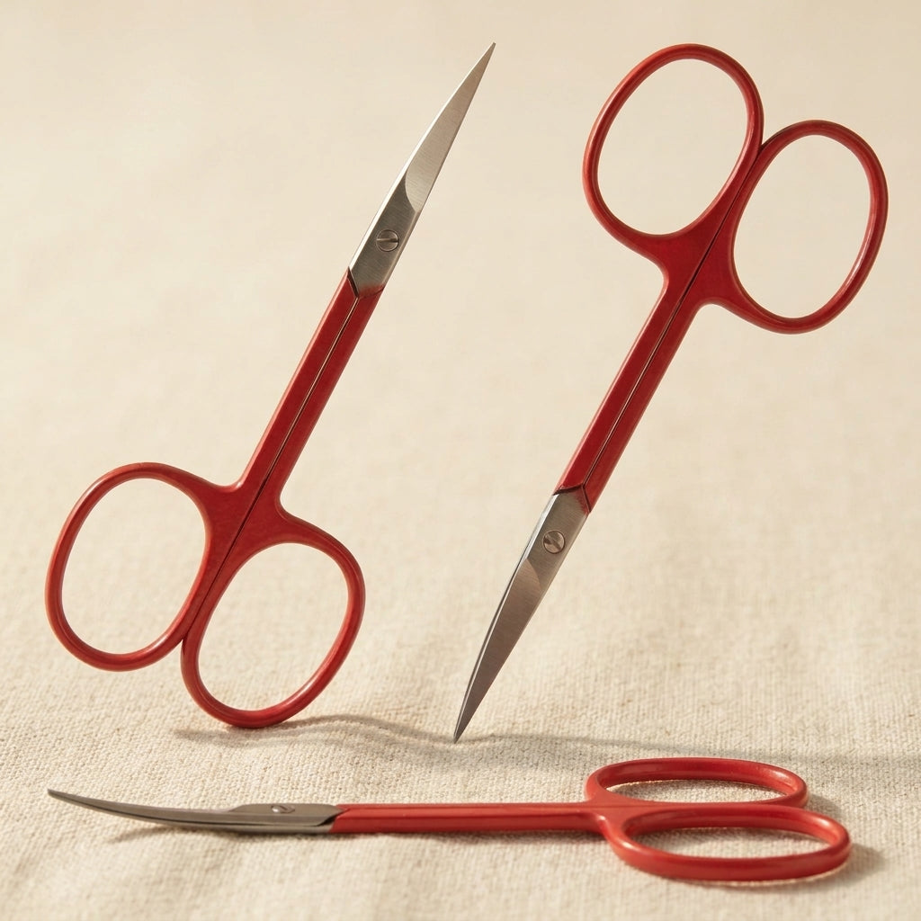 1 x Red Curved Scissors 3.5 Inch for Beading, Embroidery, Crafts, Manicure, Pedicure, Sewing | Beauty & Nail Tools | Toolsmith Ltd UK