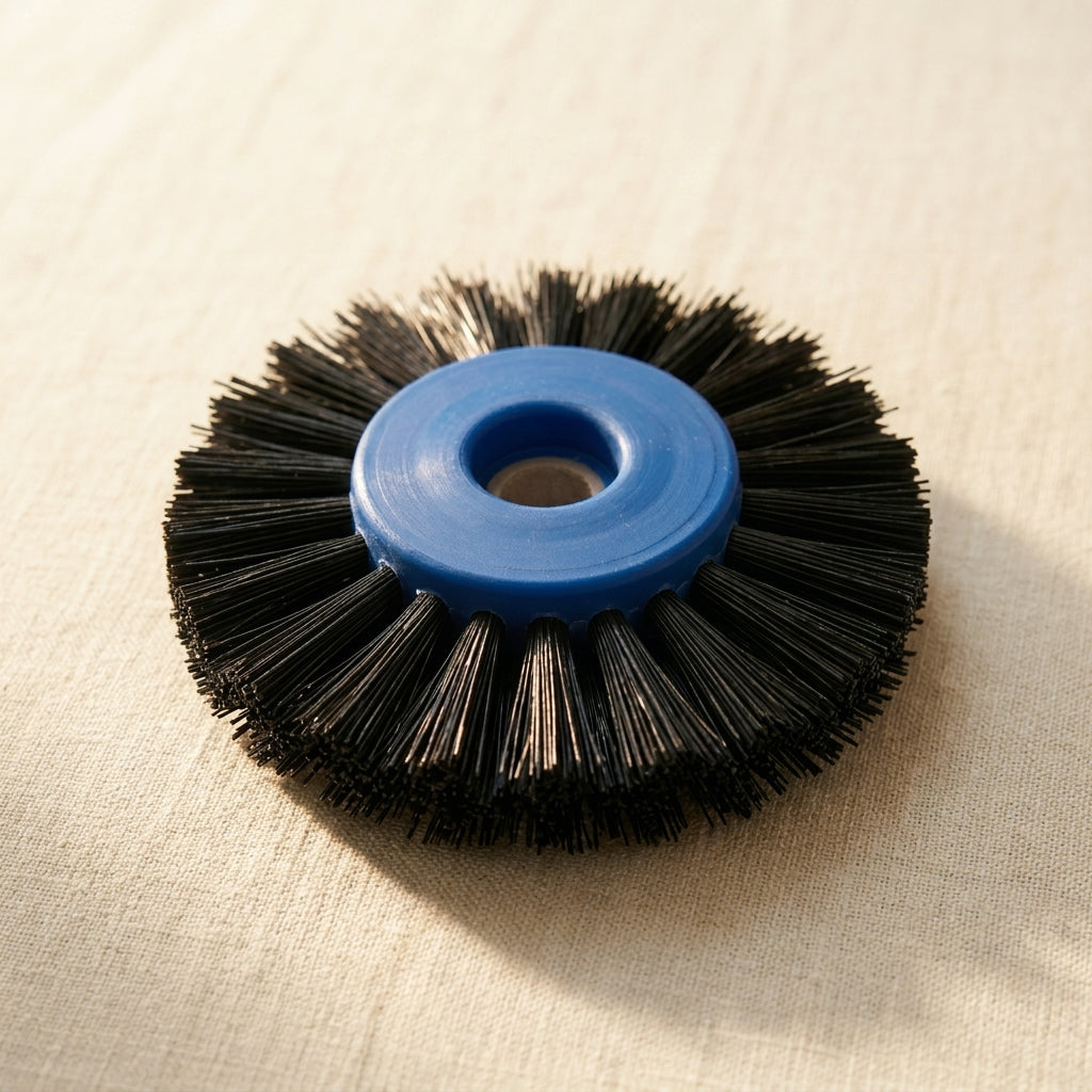 2 x Lathe Brush with Blue Plastic Centre, Stiff Black Bristle for Cleaning and Polishing Jewellery, 80 mm Diameter, 2 Piece | Jewellery Making Tools | Toolsmith Ltd UK