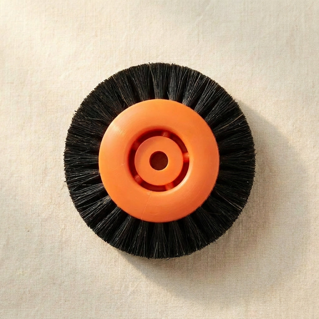 2 x Orange Plastic Centre Lathe Brush with Stiff Black Bristles, 65 mm Diameter, 2 Piece | Jewellery Making Tools | Toolsmith Ltd UK