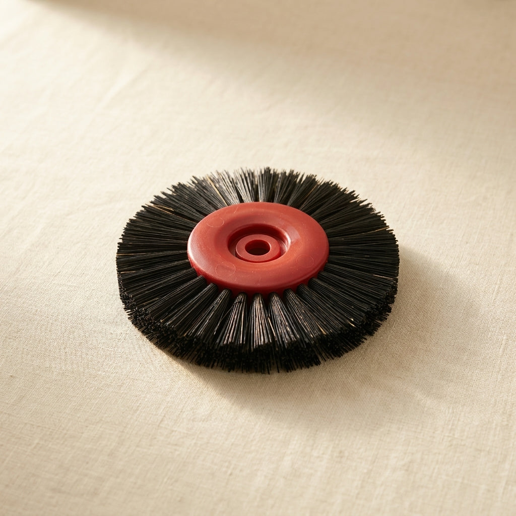 2 x Red Plastic Centre Lathe Brush with Stiff Black Bristle, 72 mm Diameter, 2 Piece | Jewellery Making Tools | Toolsmith Ltd UK