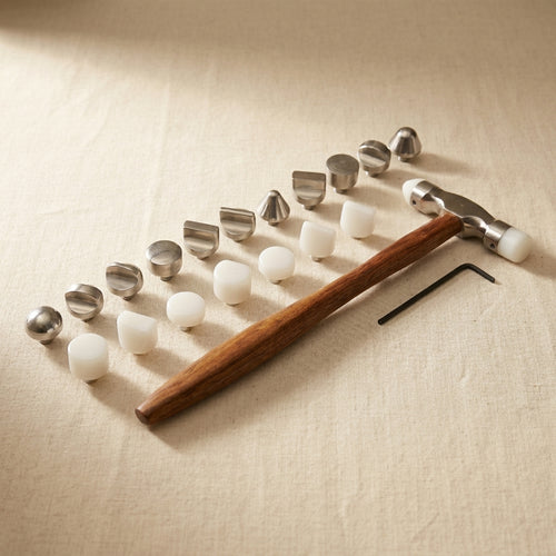 20 Pieces Interchangeable Nylon & Steel Heads Hammer Set, Forming Shaping Precision Jewellery Craft Tool with Wooden Handle | Jewellery Making Tools | Toolsmith Ltd UK