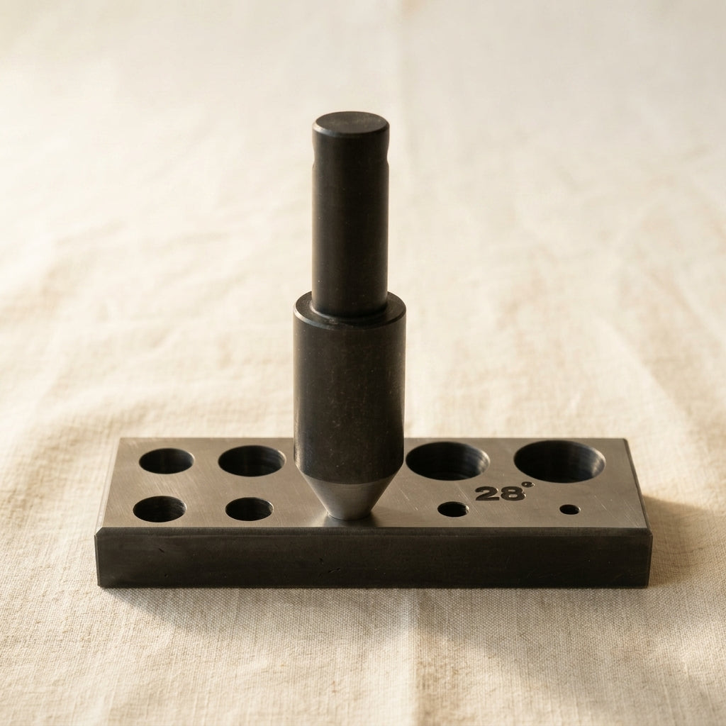 28 Degree 10 Hole Collet Block/ Plate and Punch Set, Black Carbon Steel, 4-18mm | Jewellery Making Tools | Toolsmith Ltd UK