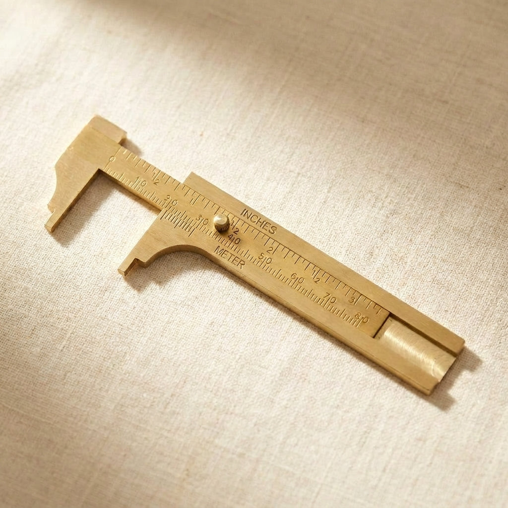 3" Brass Sliding Gauge Caliper, 80mm Notched Jaws, Dual Scale Inches/Metric, for Watch, Jewellery and Beads | Jewellery Making Tools | Toolsmith Ltd UK