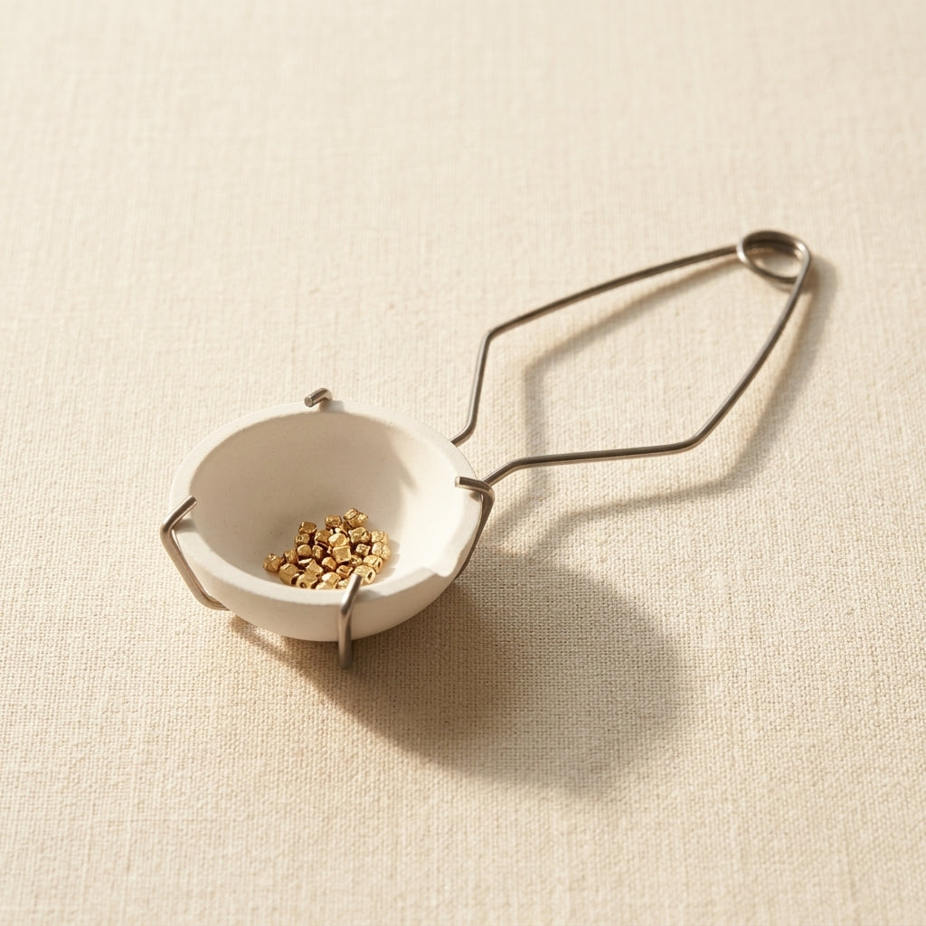 3-Inch Jewellery Casting Crucible Dish with Stainless Steel Whip Tongs Set, Metal Melting Equipment for Gold, Silver, Copper Refining, 2-Piece Crafting Kit | Jewellery Making Tools | Toolsmith Ltd UK
