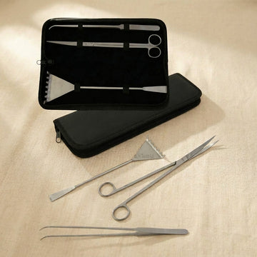 3-Piece Stainless Steel Aquarium Kit, Spatula, Shears/ Scissors, Tweezer Set, Fish Tank cleaning, Maintaining Decorating Tools with Storage Pouch, Black | Hobby & Craft Tools | Toolsmith Ltd UK