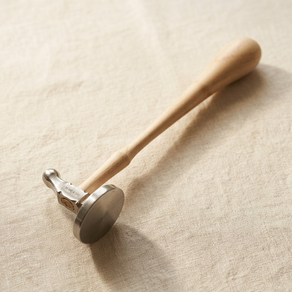 45mm Bow and Flat Face Chasing Hammer, Jewellery Crafts Hobby Repousse Silversmith Tool with Wooden Handle | Jewellery Making Tools | Toolsmith Ltd UK