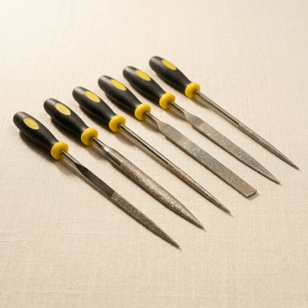 6-Piece Diamond Needle File Set, 140 Grit Precision Steel Files, Multiple Shapes for Detailed Work | Jewellery Making Tools | Toolsmith Ltd UK