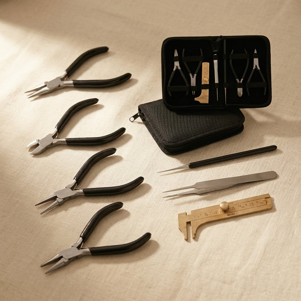 7-Piece Jewellery & Beads Tool Kit/ Set, Pliers, Tweezers, Calipers, Black Carry Case | Jewellery Making Tools | Toolsmith Ltd UK
