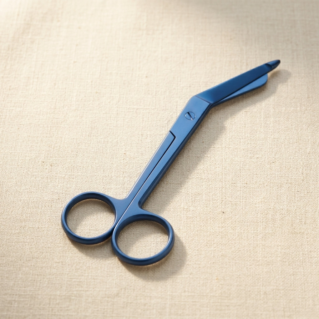 Blue 4.5 Inch Lister Bandage Scissors, Stainless Steel, Straight Blade, Ambidextrous, First Aid | Surgical Instruments | Toolsmith Ltd UK