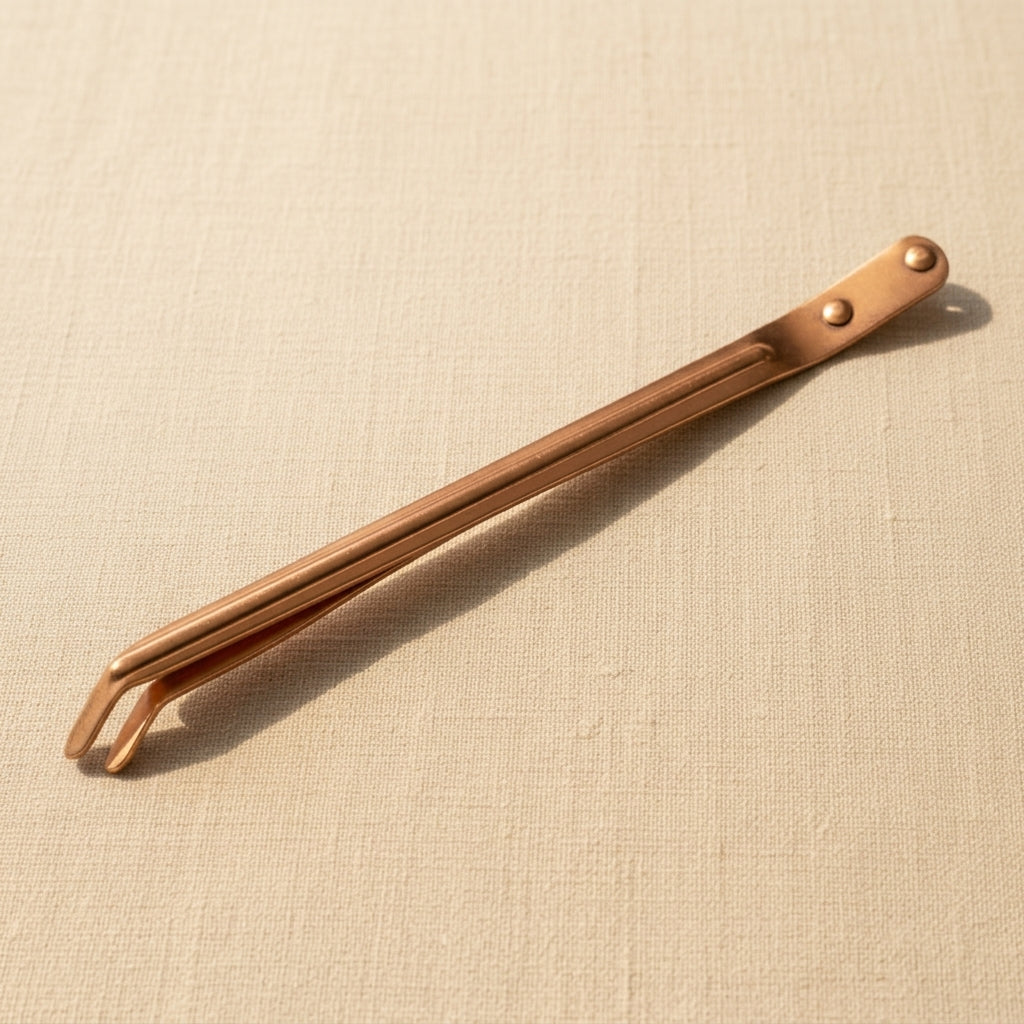 Copper Tweezers for Jewellery Pickling, 8-1/2" Curved Bent Tip Tongs, Sturdy Ribbed Body | Jewellery Making Tools | Toolsmith Ltd UK