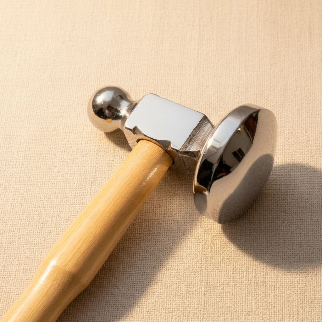 Dome Chasing Hammer for Jewellery Making, 38mm Bowed Face, 1-1/2" Diameter, Premium Steel Head with Wooden Handle | Jewellery Making Tools | Toolsmith Ltd UK