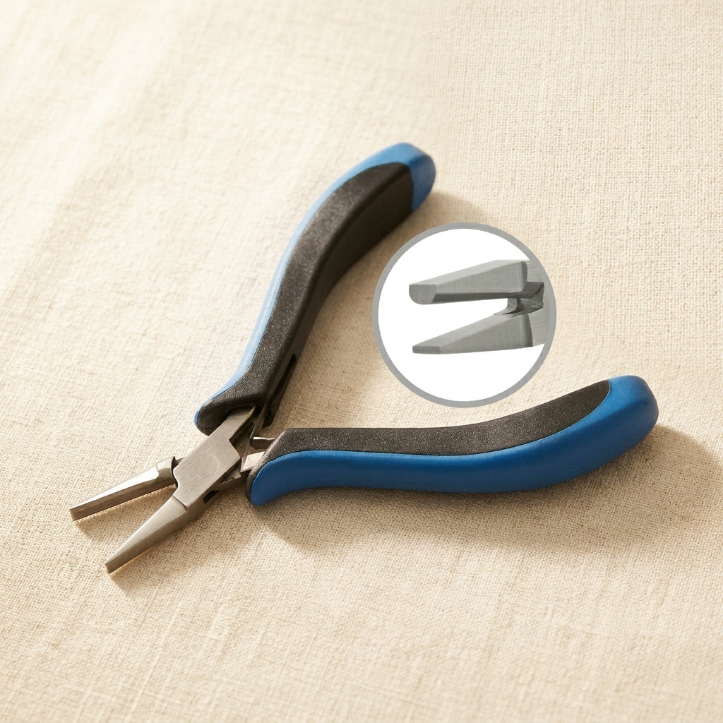 Ergonomic Half Round Flat Nose Pliers, Premium Stainless Steel, 125mm, Blue & Black Handles, for Jewellery Beading Crafts | Jewellery Making Tools | Toolsmith Ltd UK