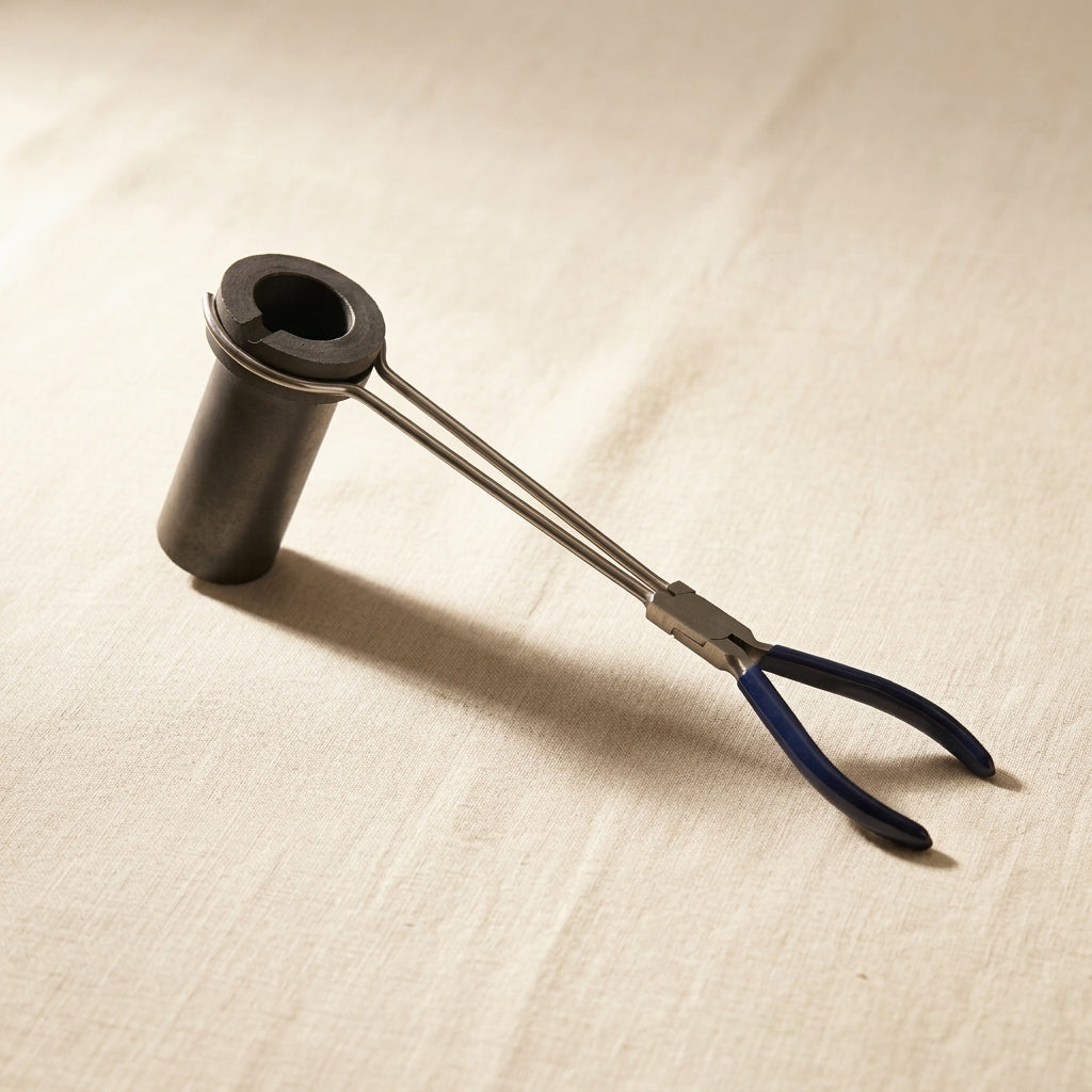 Graphite Crucible and Tong Set, 1 kg Capacity with 33 cm Pouring Tongs/ Holder, Casting Pouring | Jewellery Making Tools | Toolsmith Ltd UK