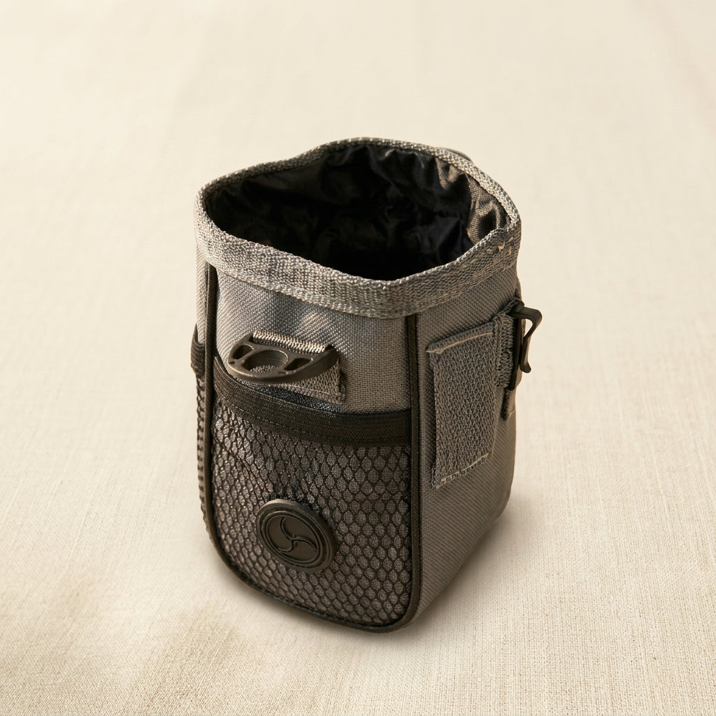 Gray Pet Training Treat Pouch, Mesh 6 x 3 Inch Dog Cat Premium Reward Bag with Detachable Shoulder Strap, Waste Bag Dispenser, Belt Clip for Puppy Obedience Training | Pet Grooming Tools | Toolsmith Ltd UK