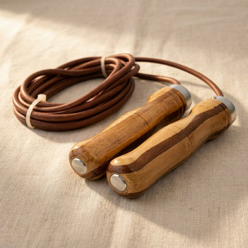 Leather Jump Rope with Wooden Handles, Adjustable Skipping Rope for Fitness, Gym Workout and Exercise | Hobby & Craft Tools | Toolsmith Ltd UK