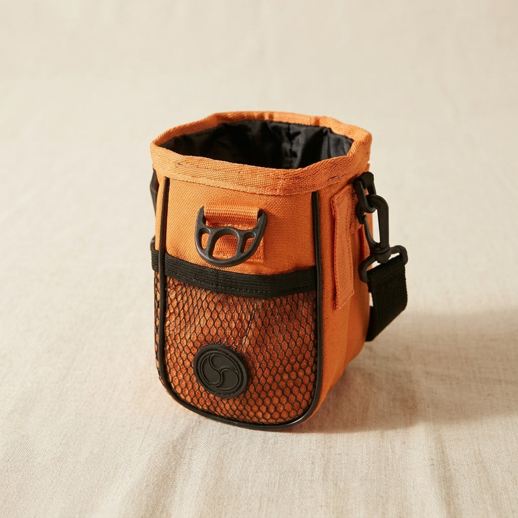 Orange/ Amber Dog Training Treat Pouch, 6 x 3 Inch, Cat, Pet Premium Bag with Detachable Shoulder Strap, Belt Clip, Waste Bag Dispenser for Puppy Obedience Training | Pet Grooming Tools | Toolsmith Ltd UK