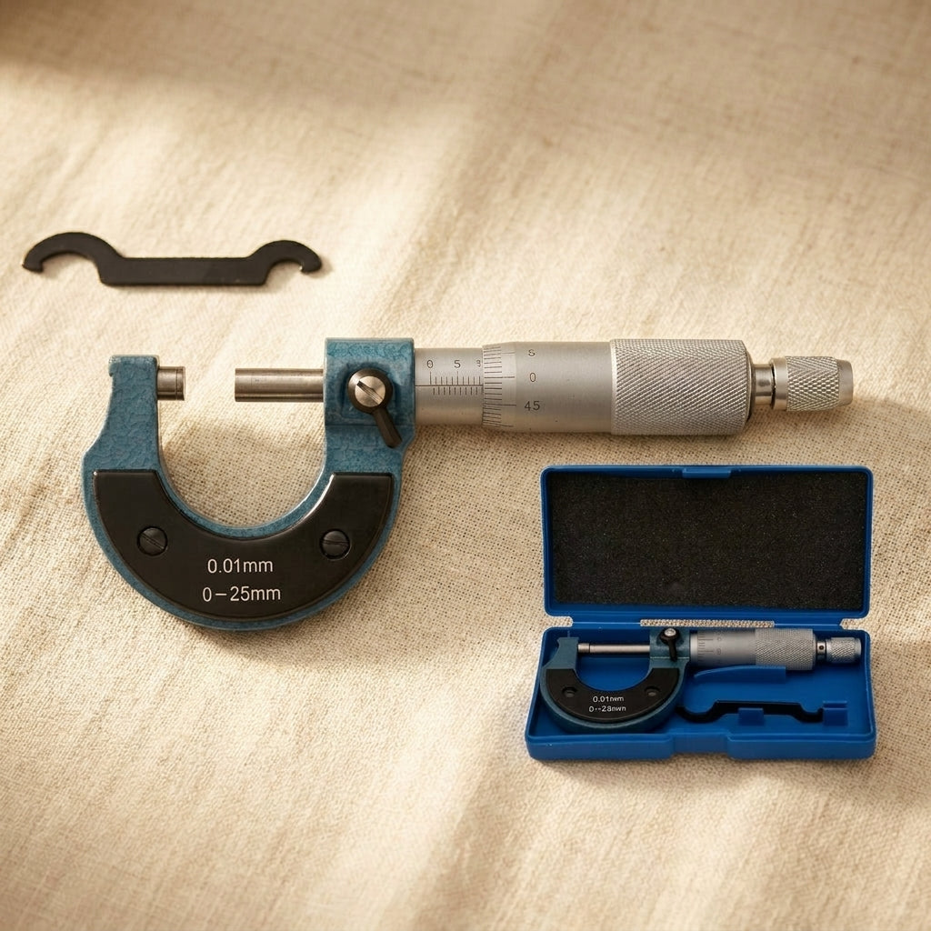 Outside Micrometer 0-25mm, High Precision Metric Measurement Tool, 0.01mm Graduations, Metal Construction with Storage Case | Jewellery Making Tools | Toolsmith Ltd UK