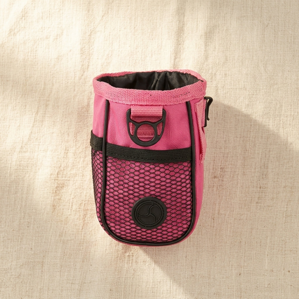 Pink Dog Training Treat Pouch, Mesh Pocket Cat Pet Reward Premium Bag with Detachable Shoulder Strap, 6" x 3", Puppy Obedience Training Dispenser, Belt Clip | Pet Grooming Tools | Toolsmith Ltd UK