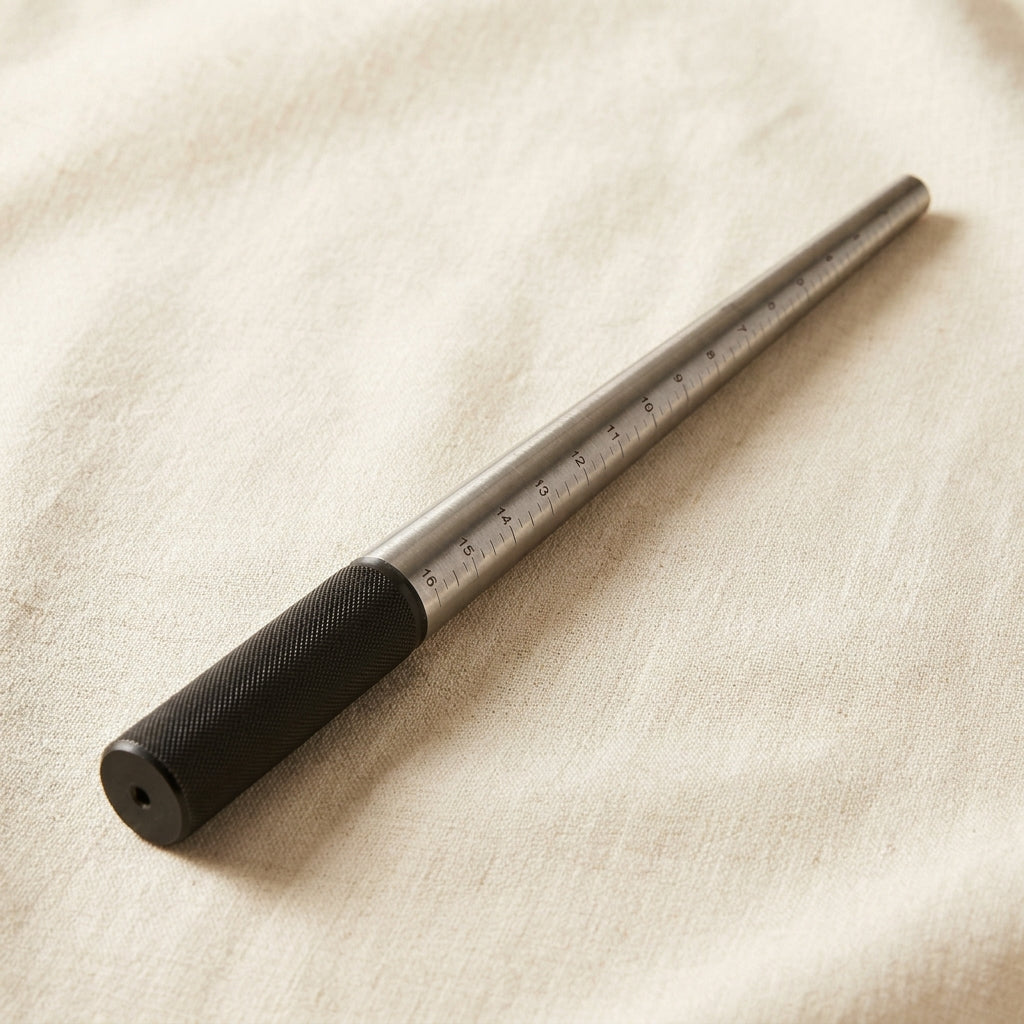 Premium Round Ring Mandrel, Solid Steel Jewellery Shaping and Forming Tool, 1-16 Size Markings, 13 Inch with Textured Grip Handle | Jewellery Making Tools | Toolsmith Ltd UK