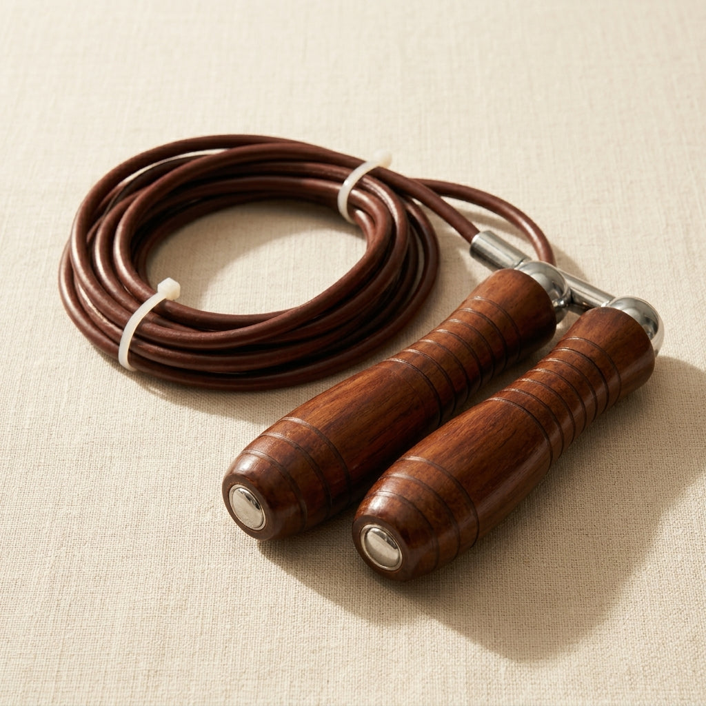 Pro Leather Jump Rope with Wooden Handles, Adjustable Speed Skipping Rope for Fitness, Exercise and Gym Workout | Hobby & Craft Tools | Toolsmith Ltd UK