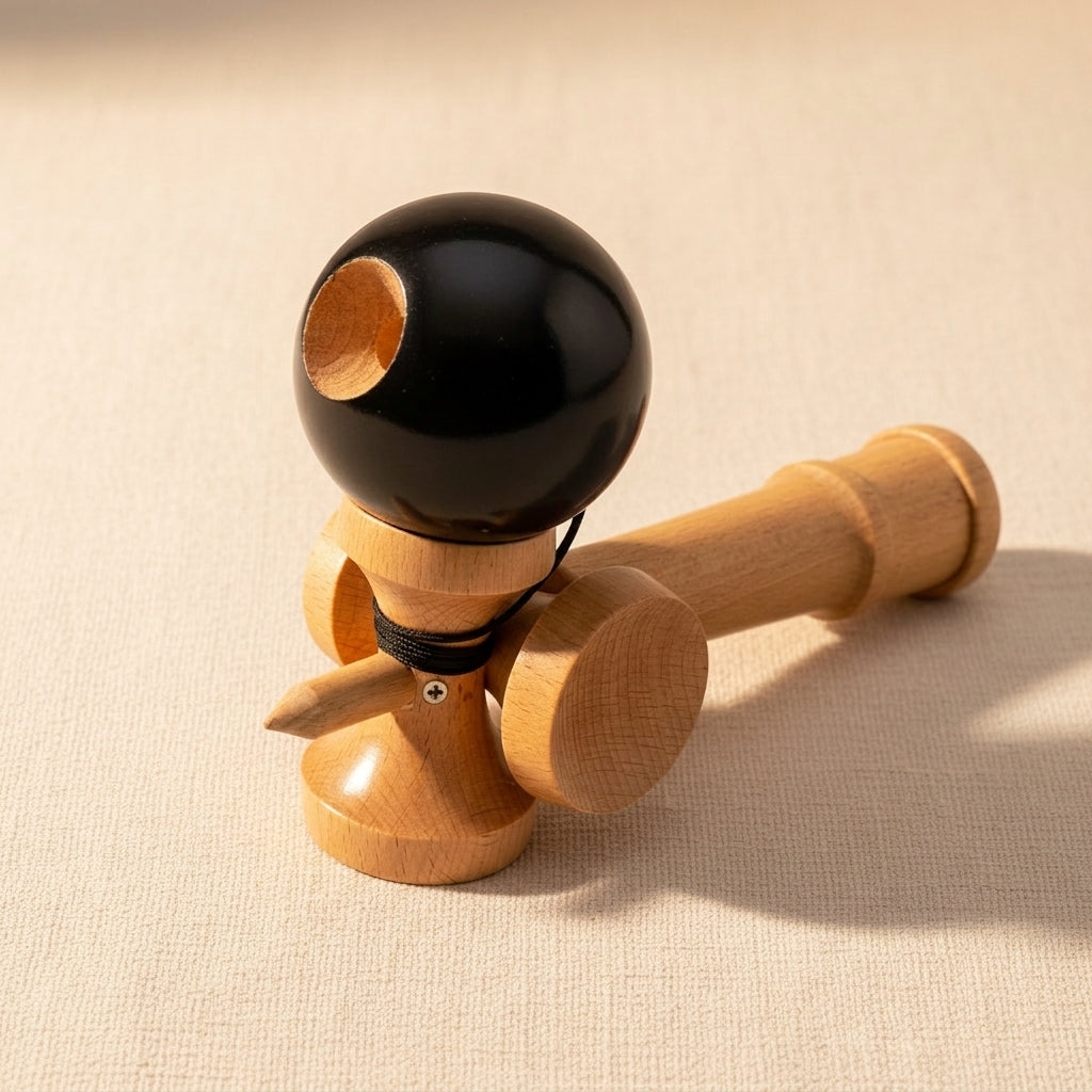 Professional 5 Way Kendama Toy, Black, Beech Wood, Competition Grade, Glistening Finish | Jewellery Making Tools | Toolsmith Ltd UK